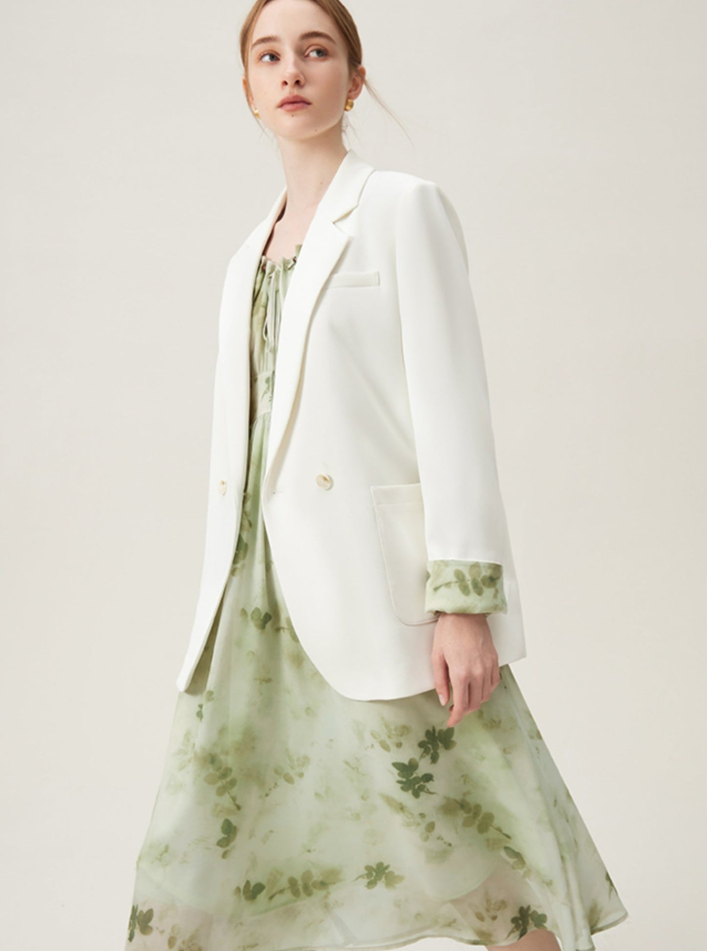 French Temperament Mint Floral Dress