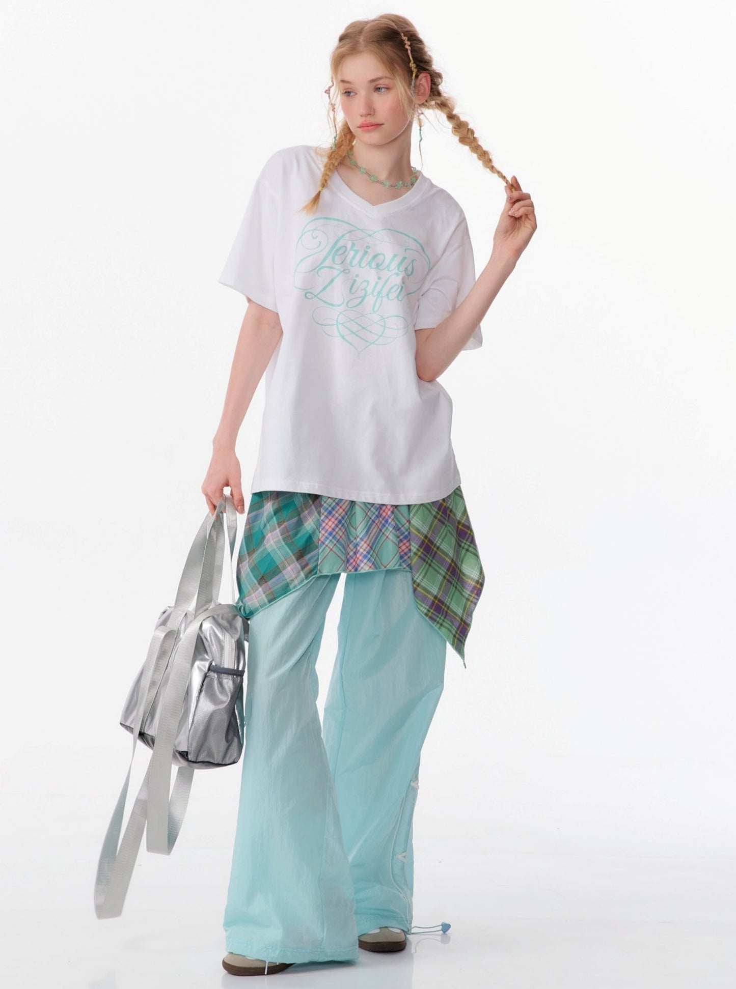 Irregular Panel Cropped Plaid Skirt