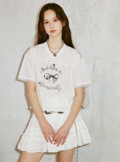 Sporty Bow Cherry Print T-Shirt