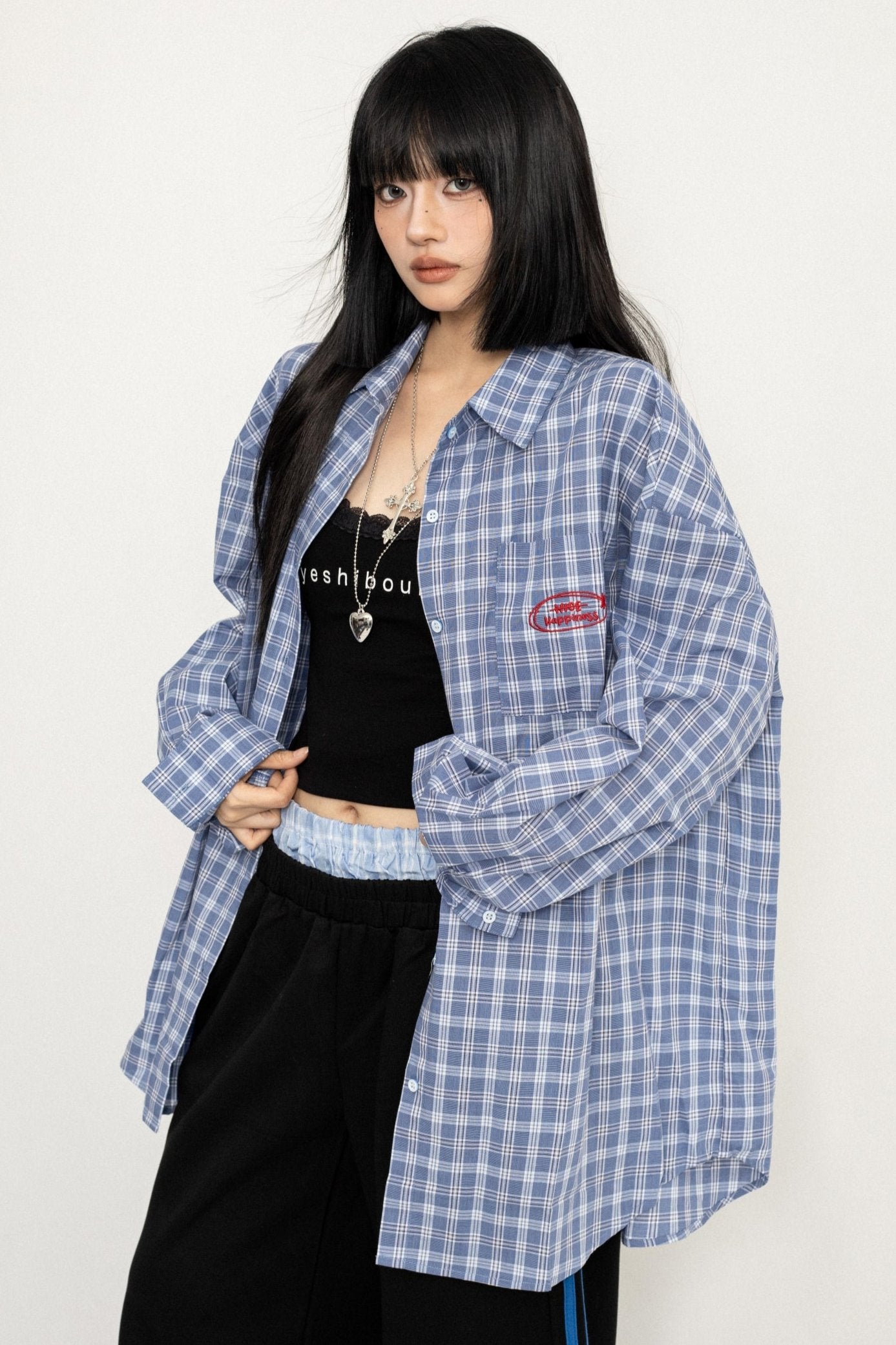 Oversized Blue Plaid Vintage Shirt