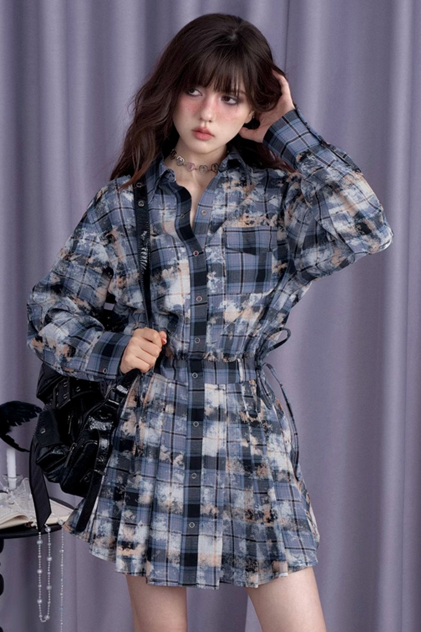 SagiDolls Girl Fighting Spirit Stacks King! Sweet cool babes street casual burnt print shirt dresses