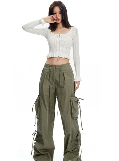 Low-Rise Drawstring Cargo Pants