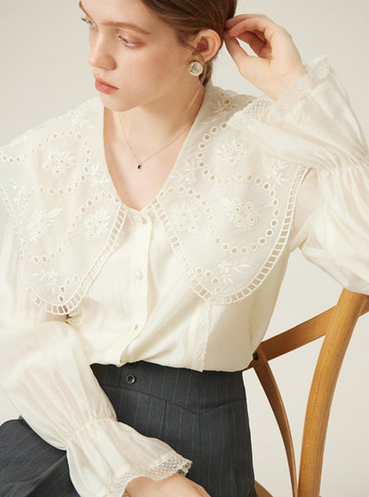 Tencel Doll Collar Court Shirt