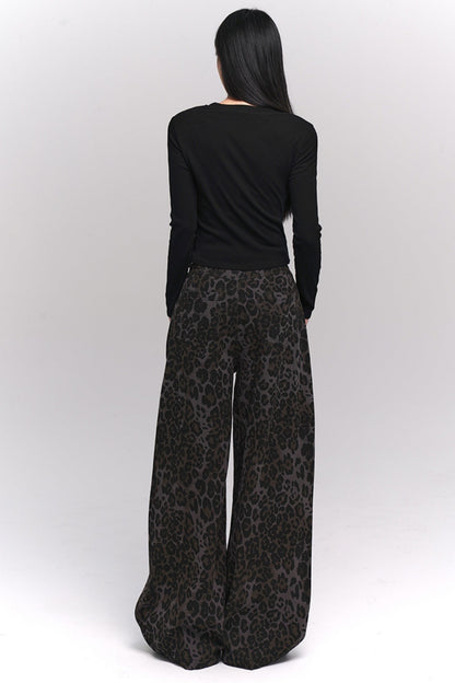 Sweet Leopard Print Straight Pants