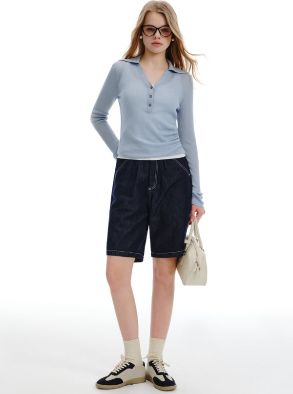 Knitted Silk Linen Polo Shirt