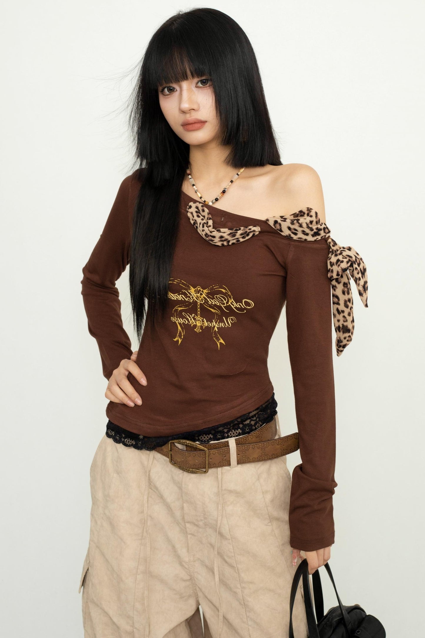 Leopard Off-Shoulder Crop Top