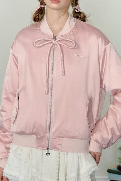 Loose Fit Pink Embroidered Jacket