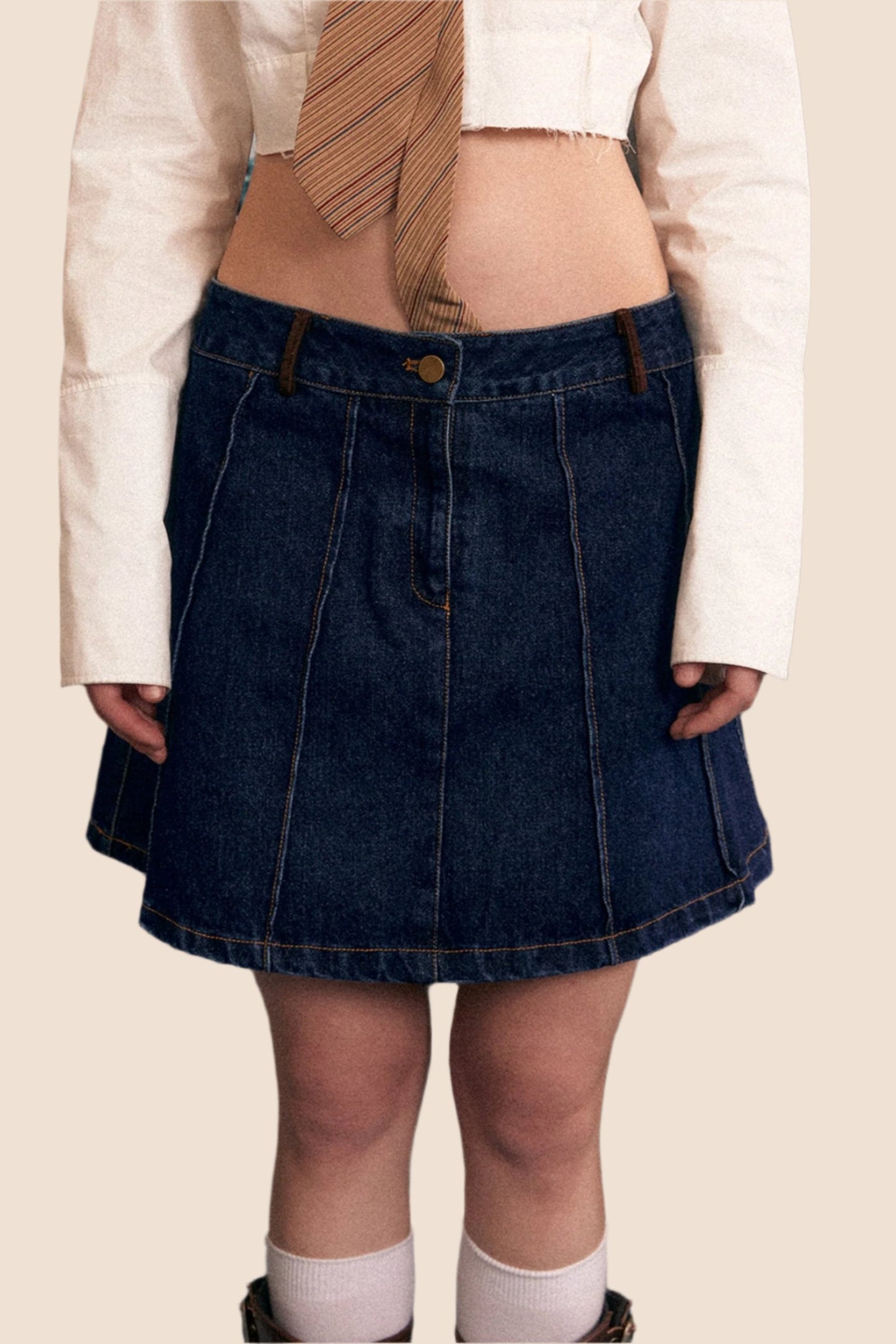 Casual Stitched Denim Jacket and Skirt Set-UP