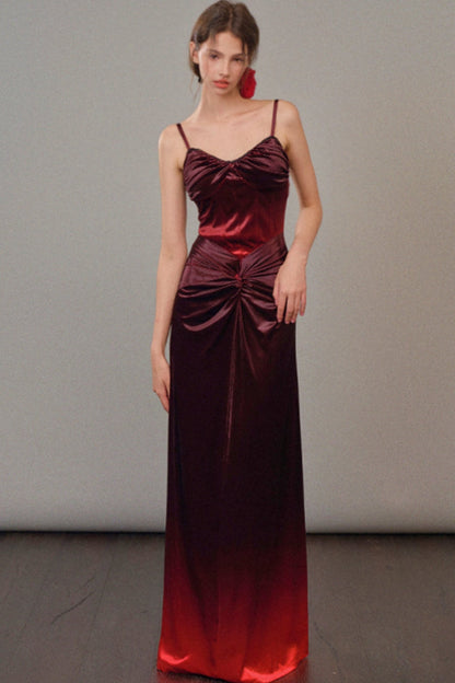 Long Velvet Rose Slip Dress