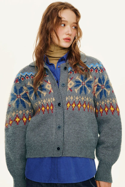 Preppy Lapel Fair Isle Sweater