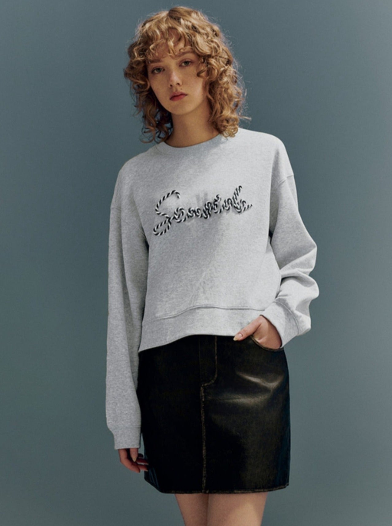 Creative Letter Crew Neck Loose Sweatshirt