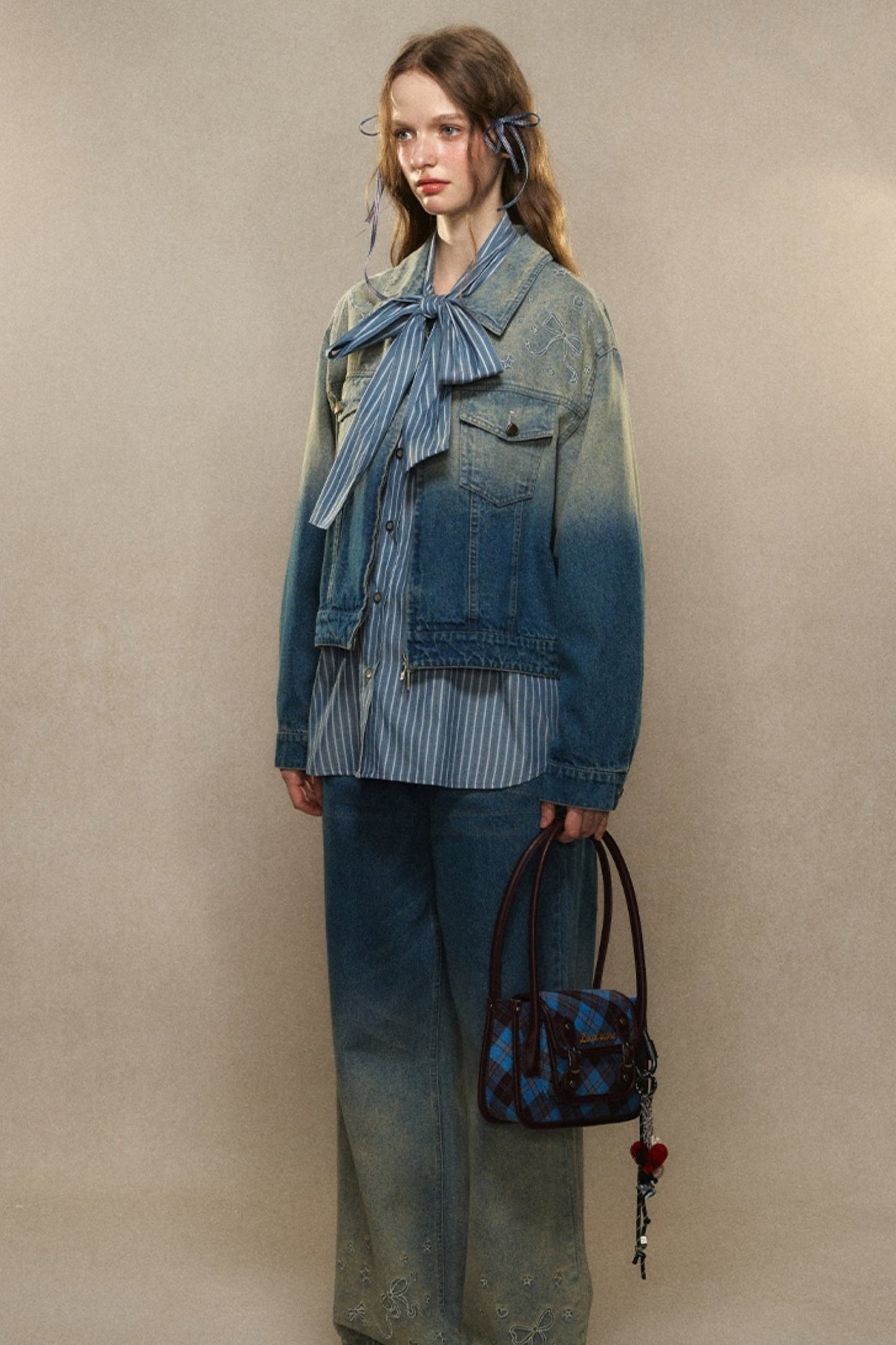 Blue Gradient Denim Jacket Set-Up