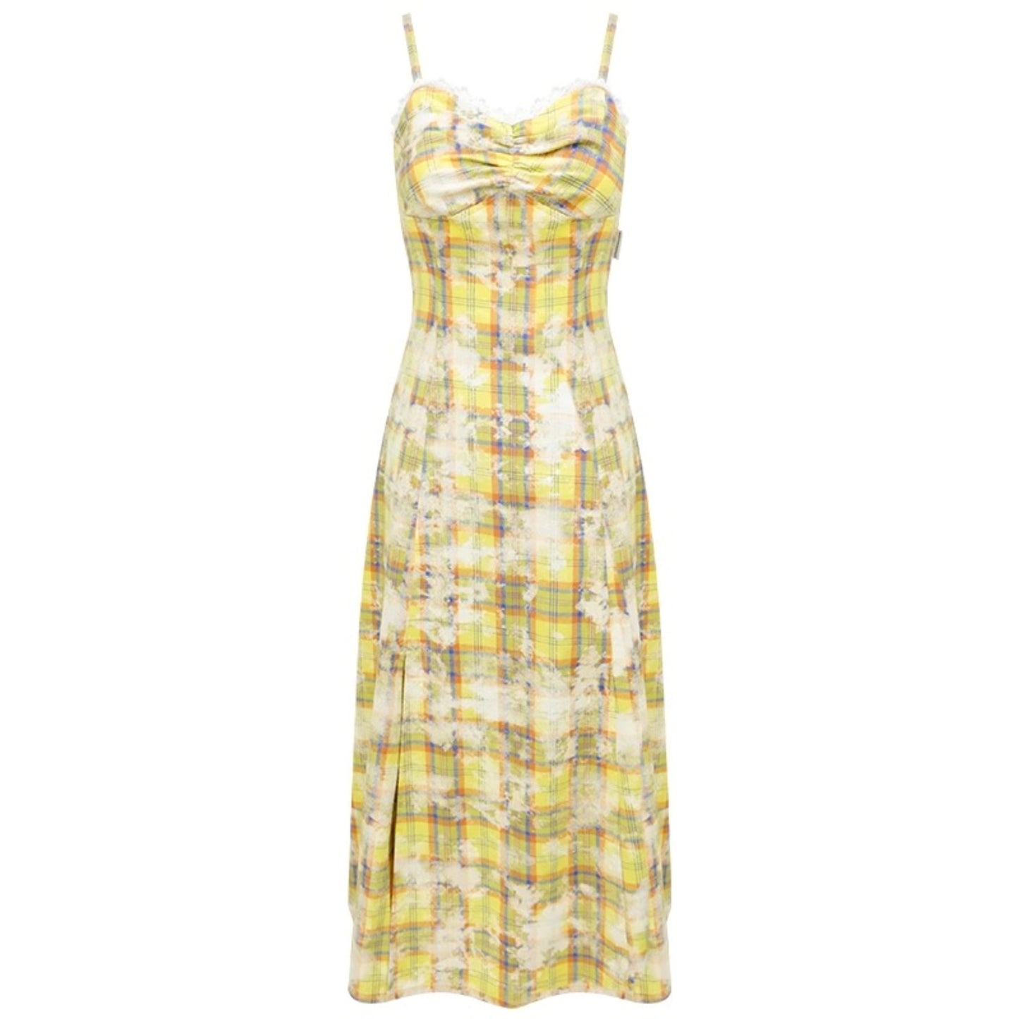 Vintage Yellow Plaid Halter Dress