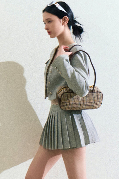 Linen Coat And Pleated Skirt Set-Up