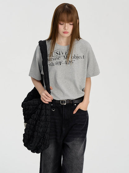 Hip-Hop Neckline Letter T-Shirt