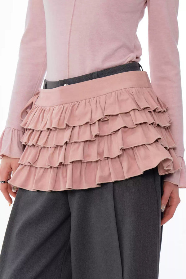 Fluffy Layered Tie Hem Tiered Skirt