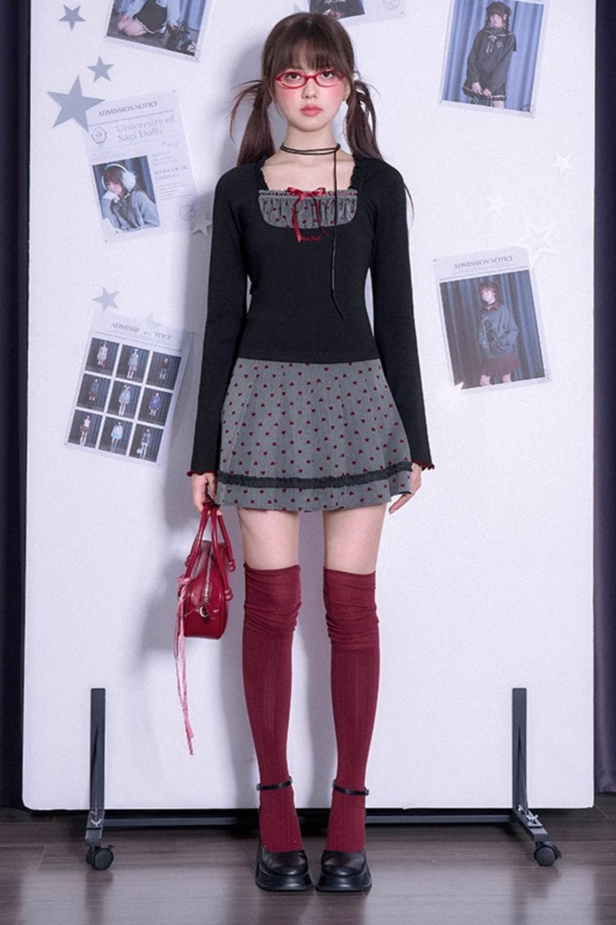 Red Flocked Sweetheart Skirt