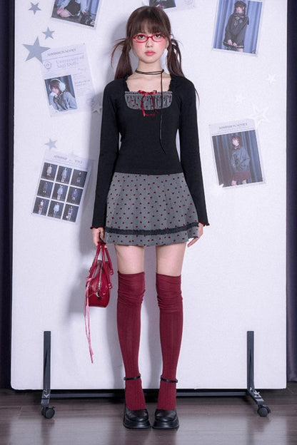 Red Flocked Sweetheart Skirt