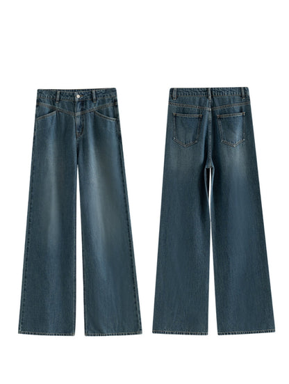 American Retro Straight Waist Straight Pants