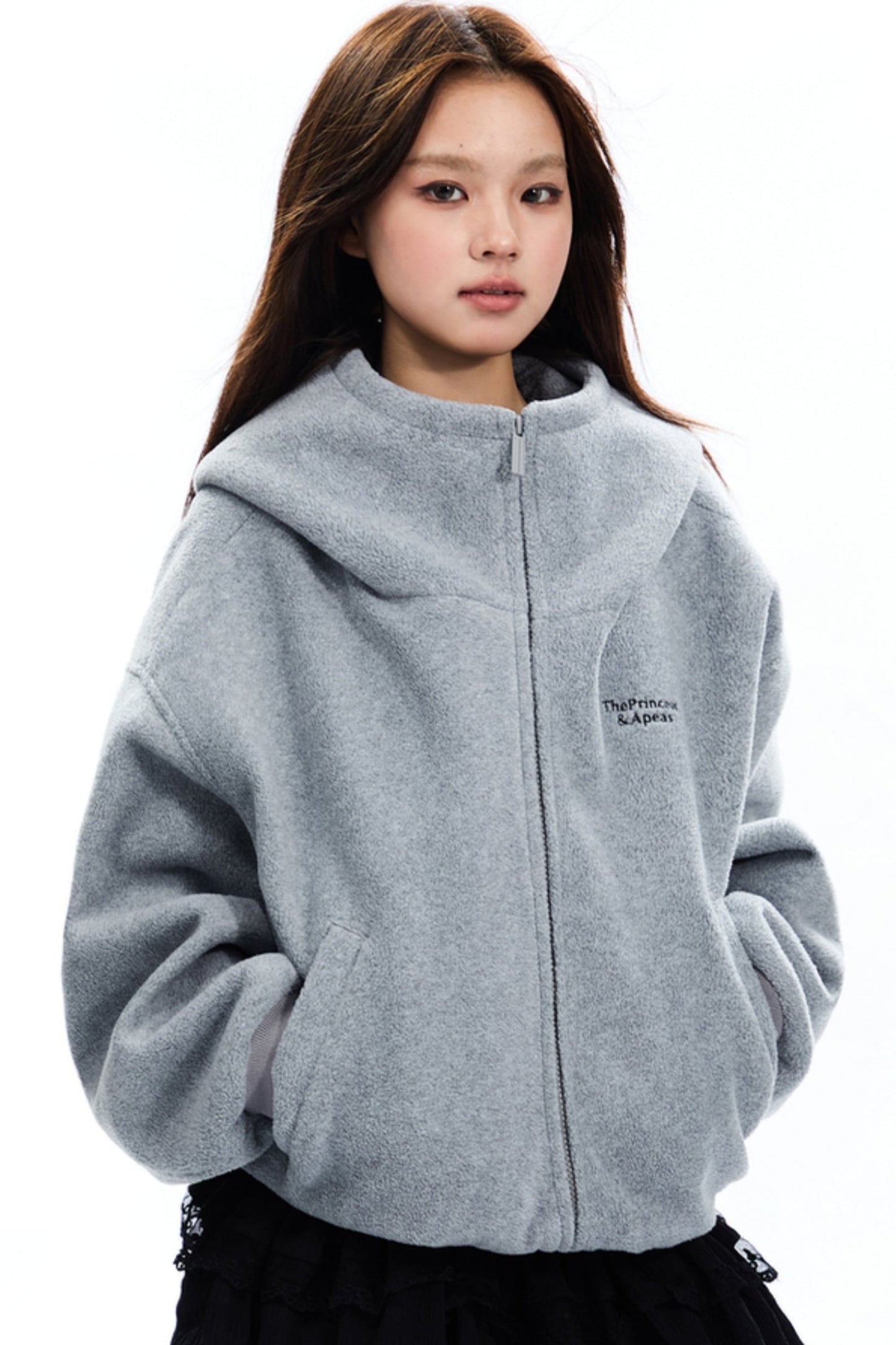 Loose Fit Zipper Fleece Jacket