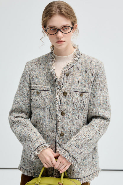 Wool Blend Variegated Short Jacket