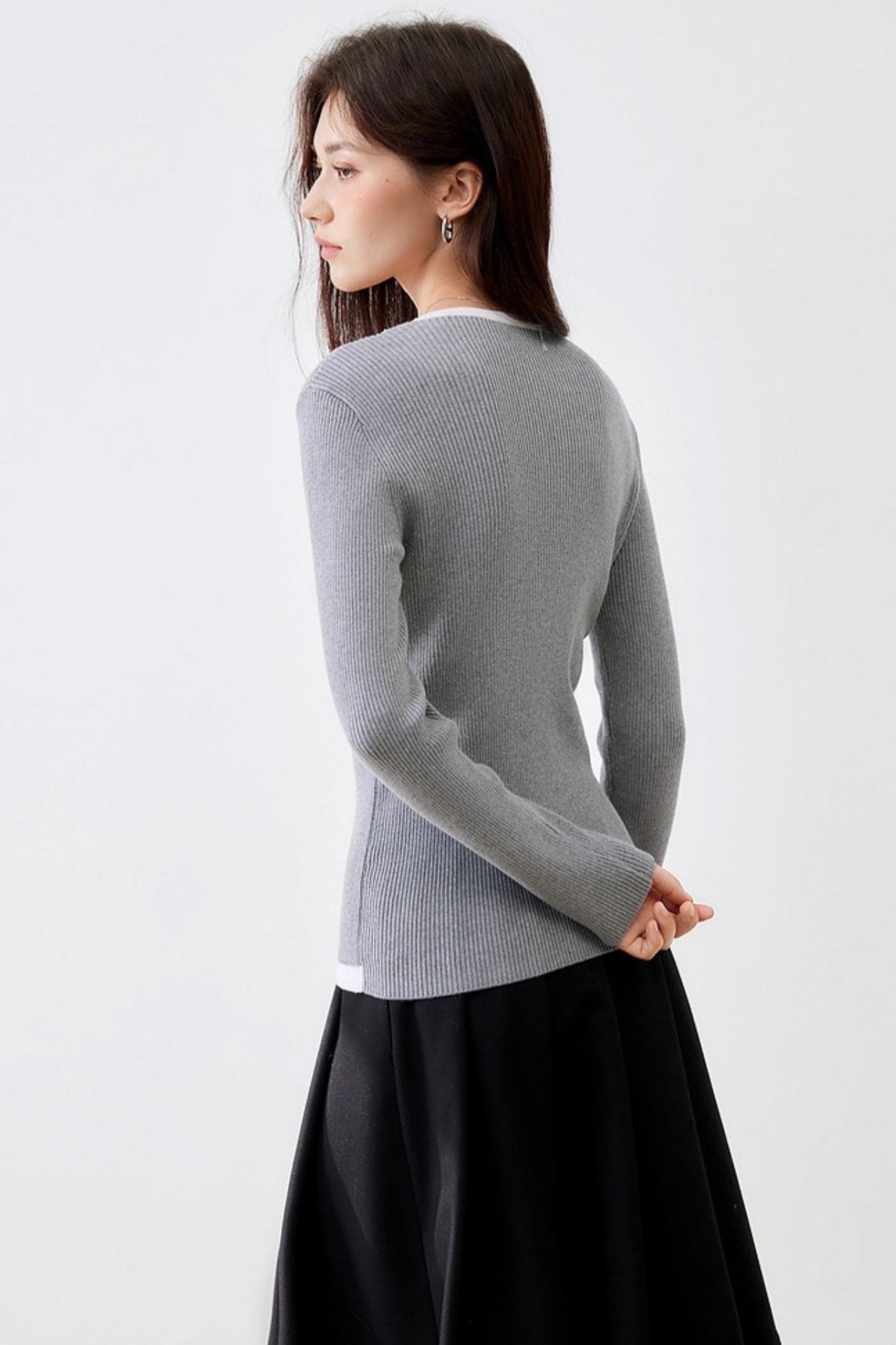 Contrasting Knit Sweater Top