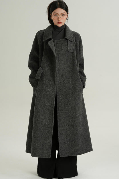 Long Turtleneck Tweed Coat