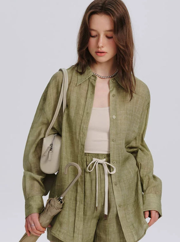 Ramie Tencel Sunscreen Shirt Set-Up