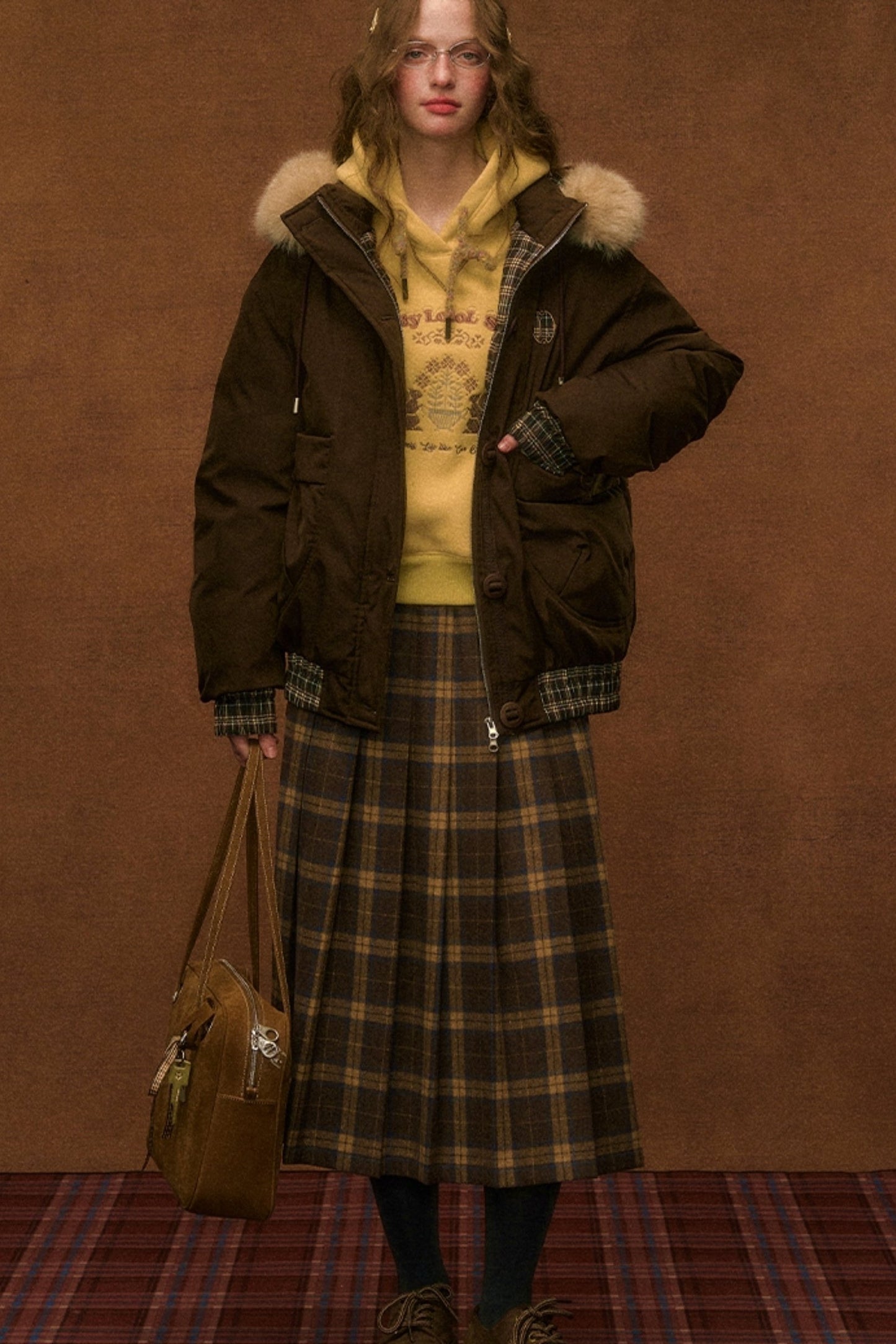 Winter Woolen Plaid Skirt