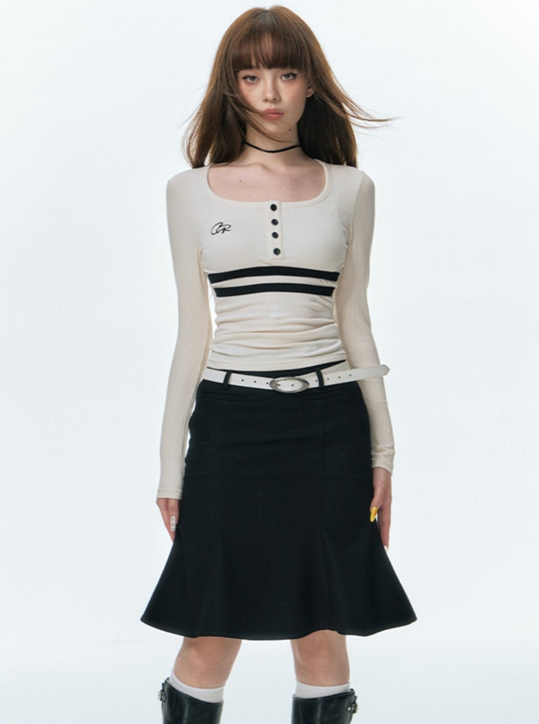 American Retro Thin Knit Stripes Top