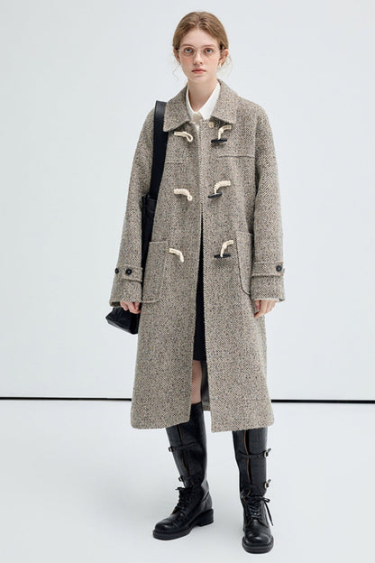 Wool Twill Knee-Length Coat