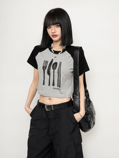 Retro Shoulder Thin T-Shirt