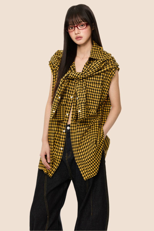 Vintage Plaid Sleeve Shirt