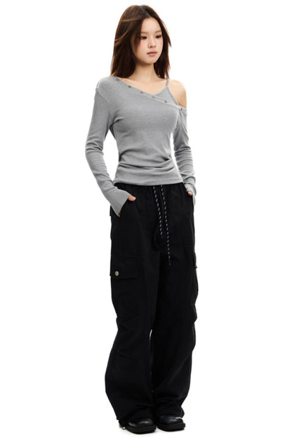 Drawstring Slim Cargo Pants