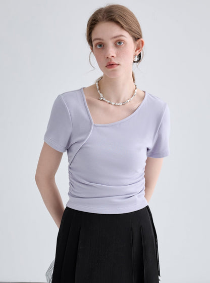 Placket Basic Versatile Short Sleeve Top