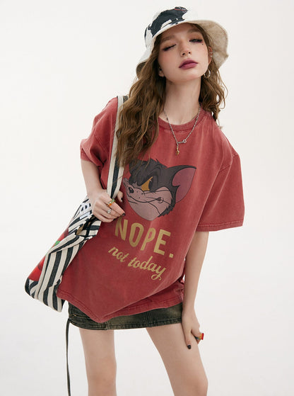 Retro Loose Short Sleeve Cotton Top