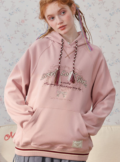 long-sleeved letter embroidered pullover top