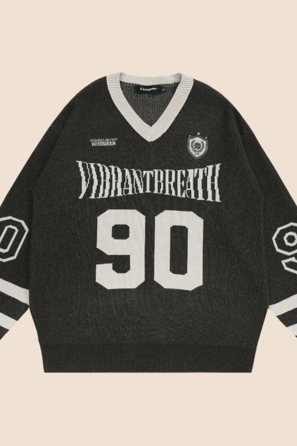 루즈 핏 스포츠 니트 스웨터 