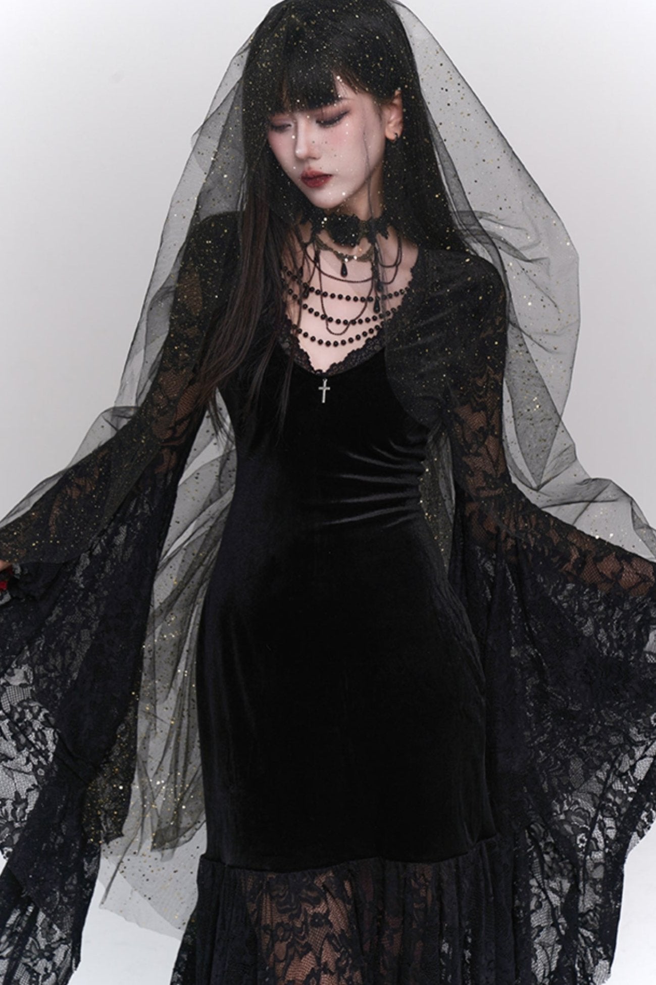 Ghost Girl, Dark Girl, Frauen Gothic, Französisches Vintage Kleid, Halloween Kostüm, Subkultur tragen