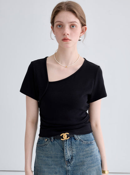 Placket Basic Versatile Short Sleeve Top