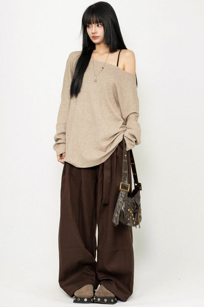 Asymmetric Shoulder Knit Top