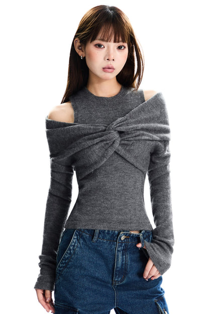 [New on September 19] APEA winter design twisted turtleneck halterneck knit two-piece top