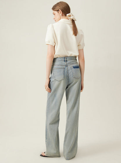 High-Waist-Jeans mit Vintage-Waschung