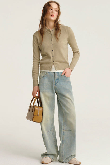 Light Color Straight Mop Jeans