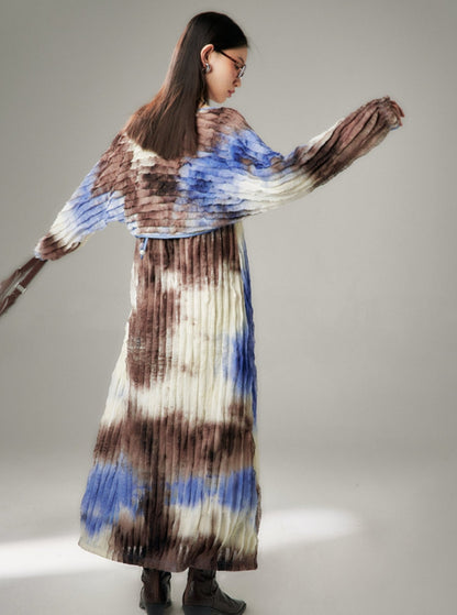 Knitted Shawl Halterneck Dress Set