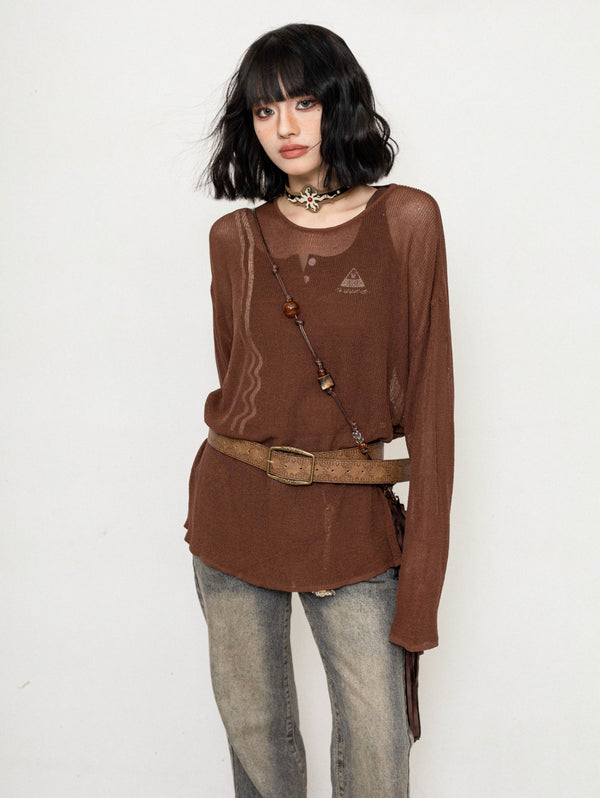 Mesh Cut-Out Knit Top