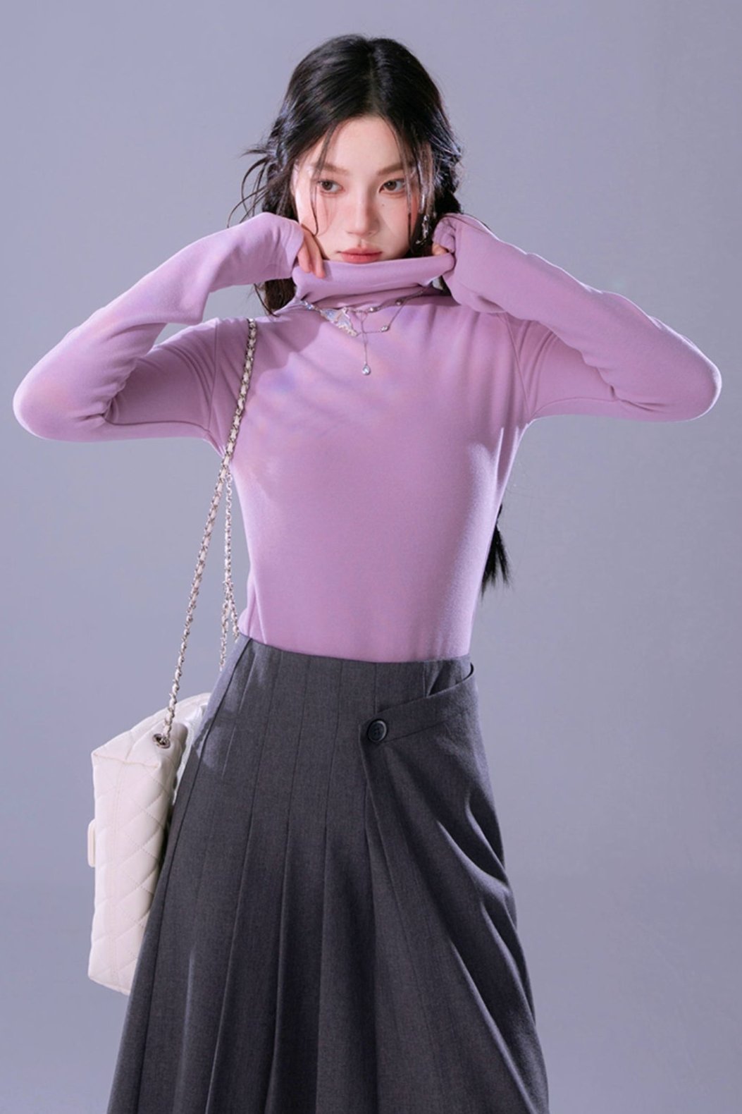 Color Layered Pile Collar Top