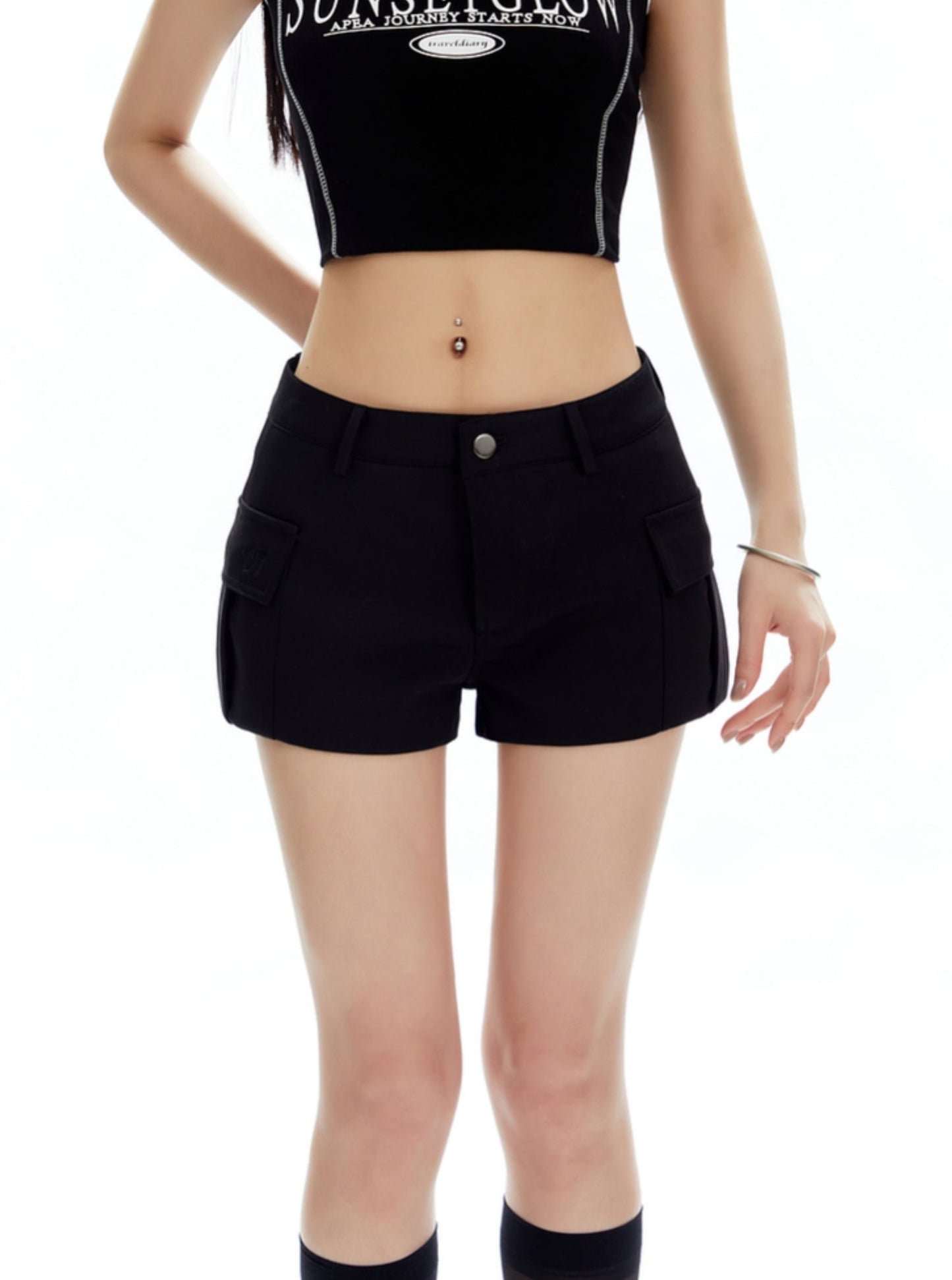 Babes Gerade Cargohose mit niedriger Taille