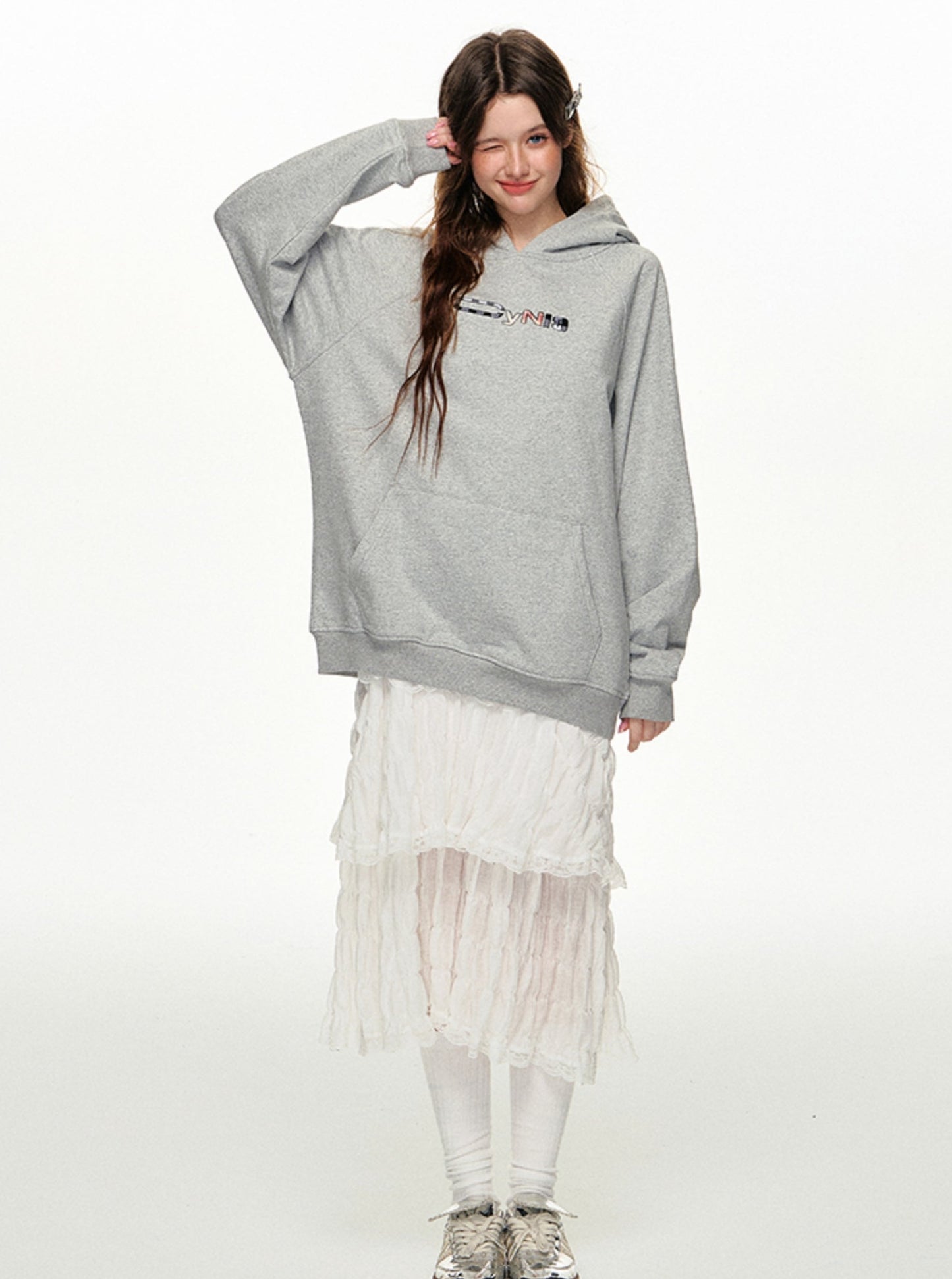 Loose Street Embroidered Hoodie Top