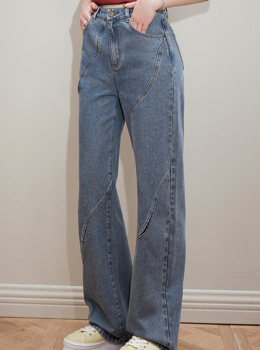 Contemporary Thin Straight Jeans Pants